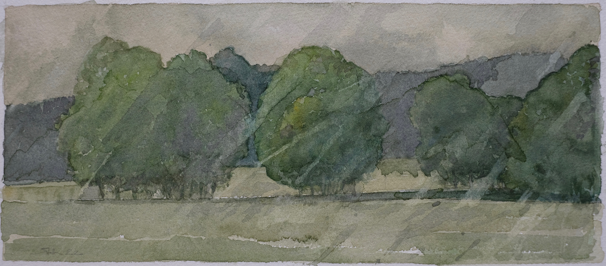Regenfahrt (bei Schönborn), 2020 - Aquarell, Bleistift