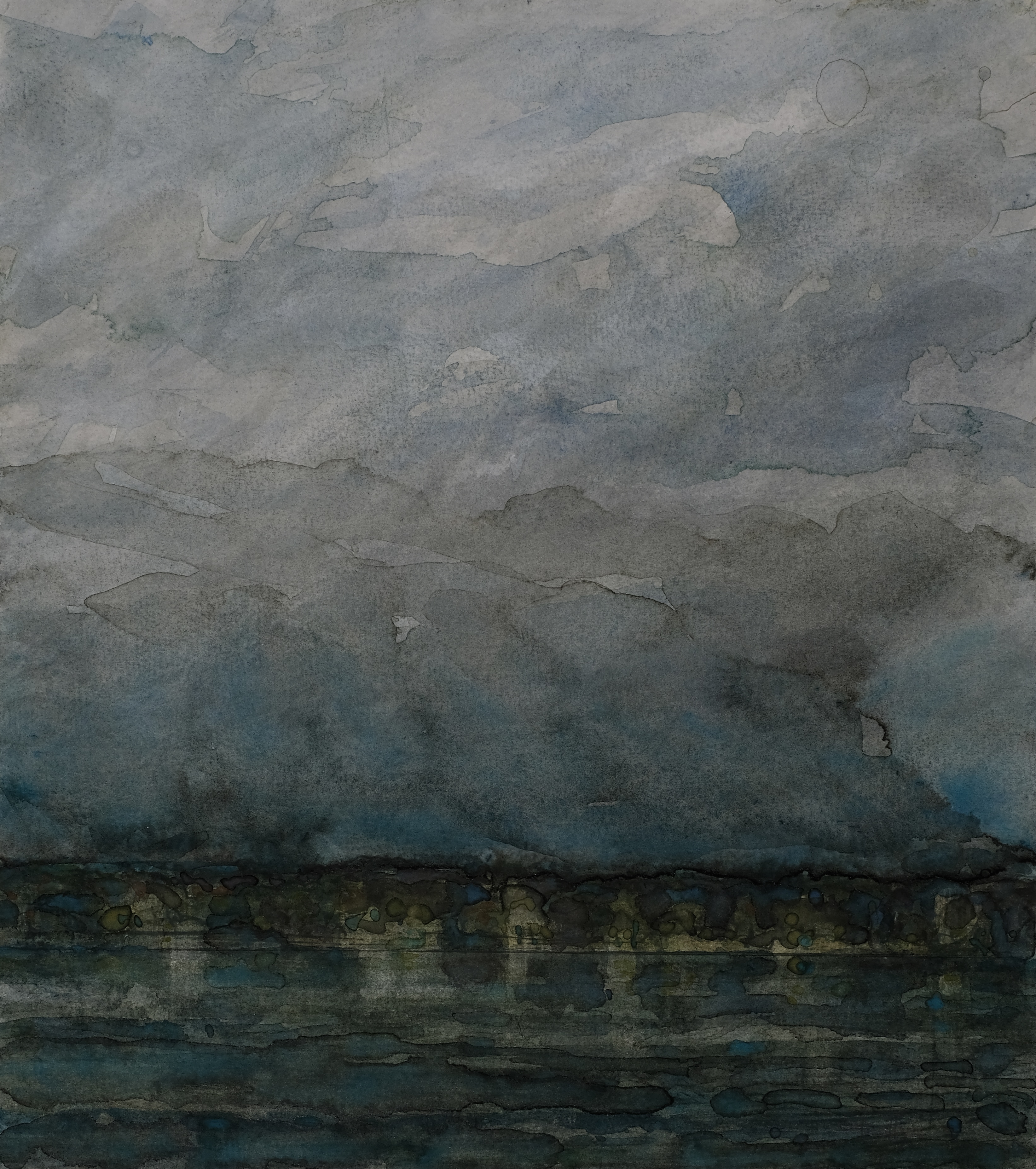 Dämmerung an der Donau, 2023 - Aquarell