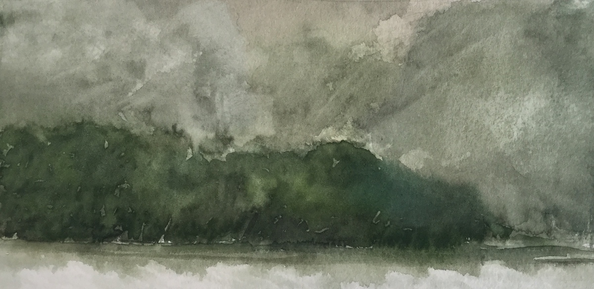Regen, Sturm und Windschutz , 2019 - Bleistift, Aquarell