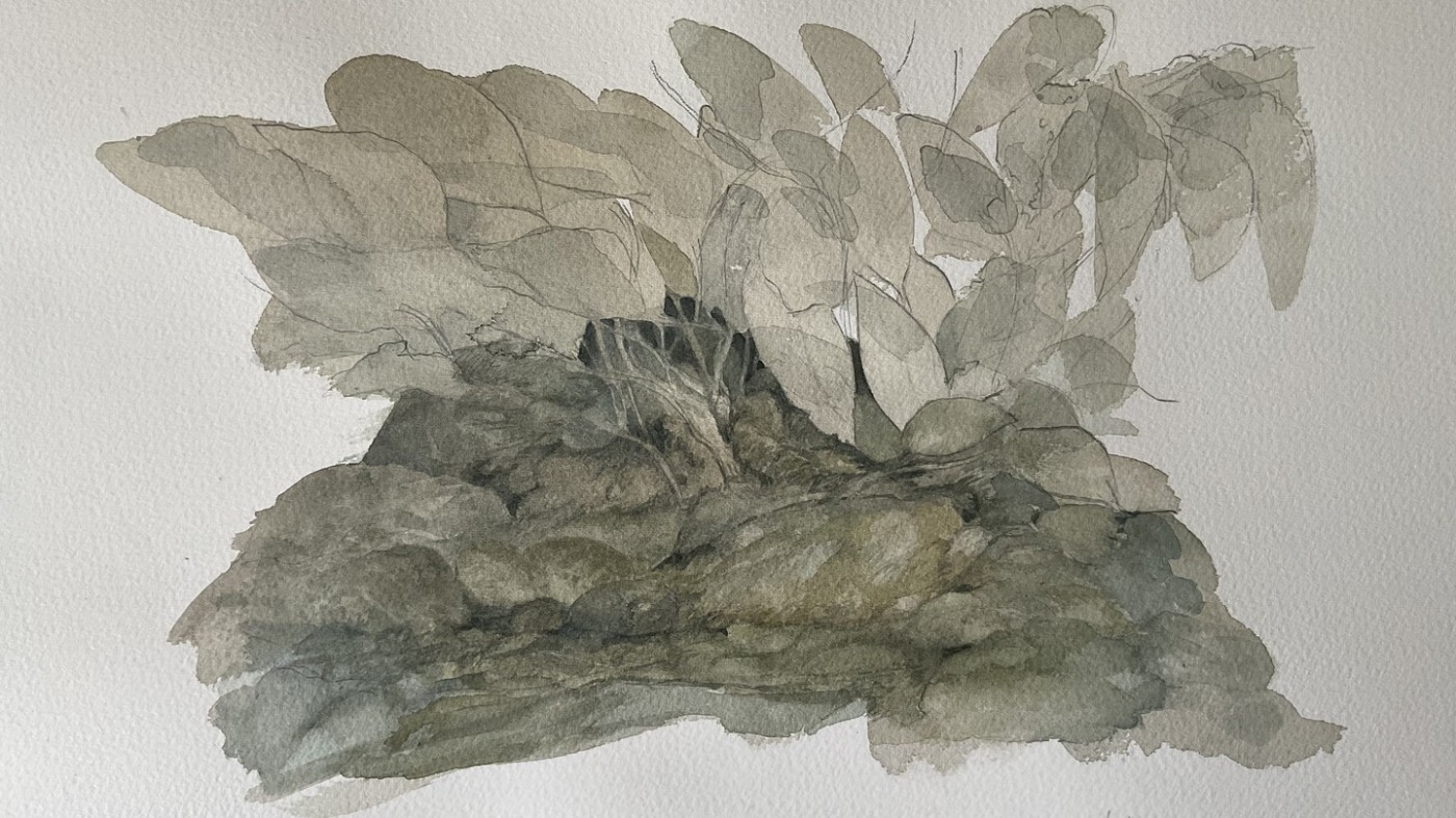 Nächster Halt, 2023 - Aquarell, Bleistift