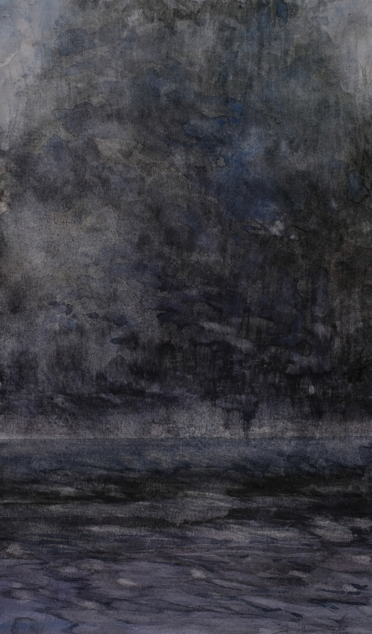 Schwarzes Wasser, 2022 - Bleistift, Aquarell