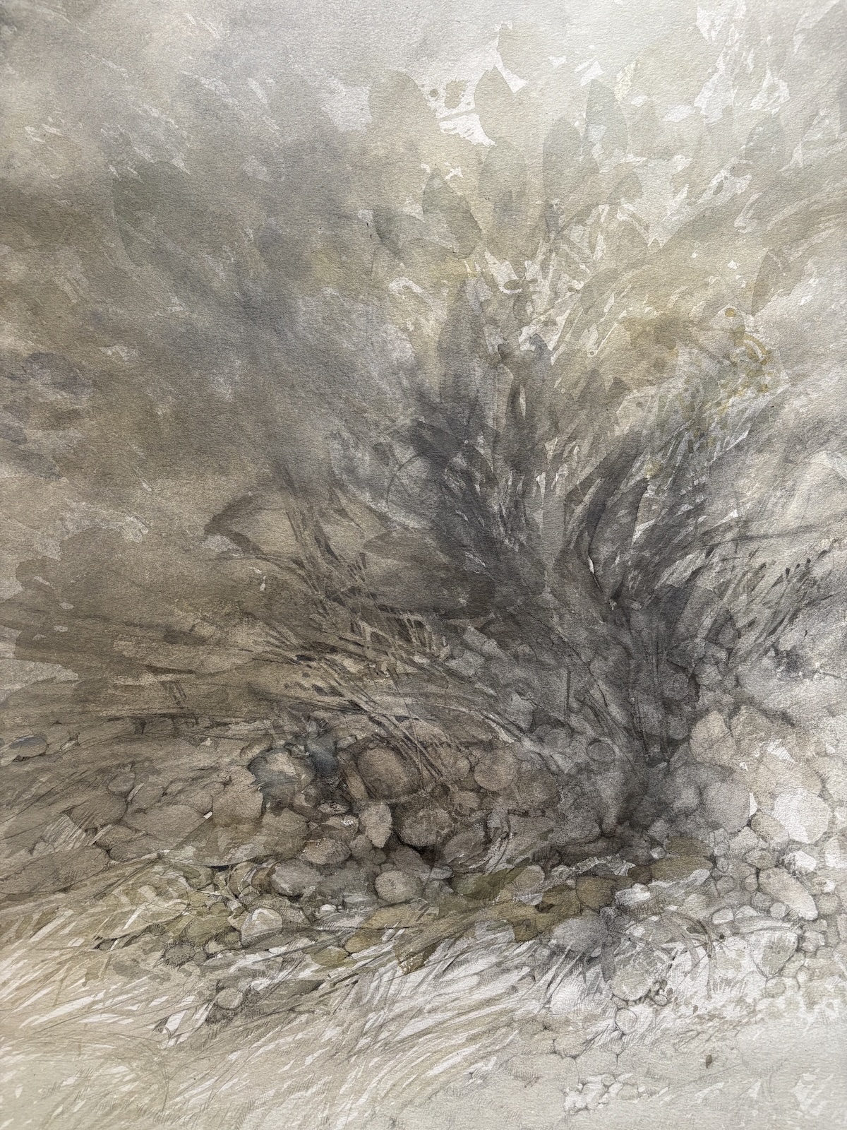 Ein leises Rauschen, 2025 - Aquarell, Bleistift, Graphitpulver