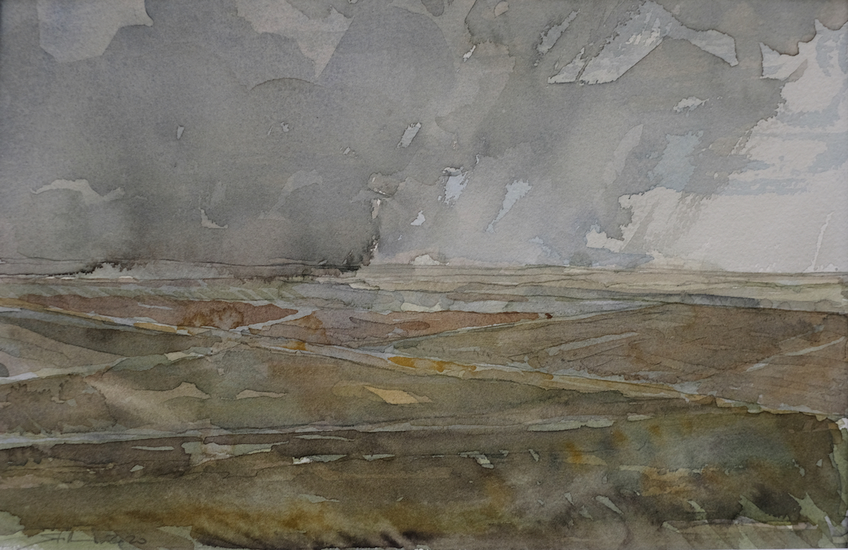 Landschaft bei Mollmannsdorf, NÖ, 2020 - Bleistift, Aquarell