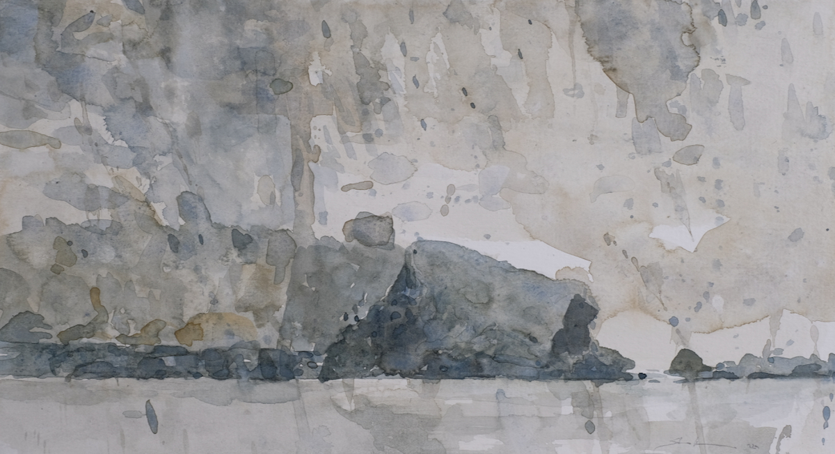 John D. Flusslandschaft [P. 5], 2022 - Bleistift, Aquarell