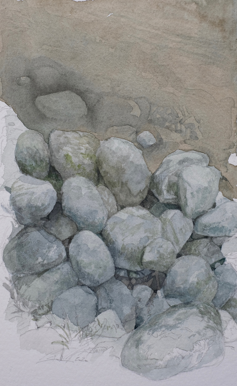 Donausteine I, 2020 - Aquarell, Bleistift