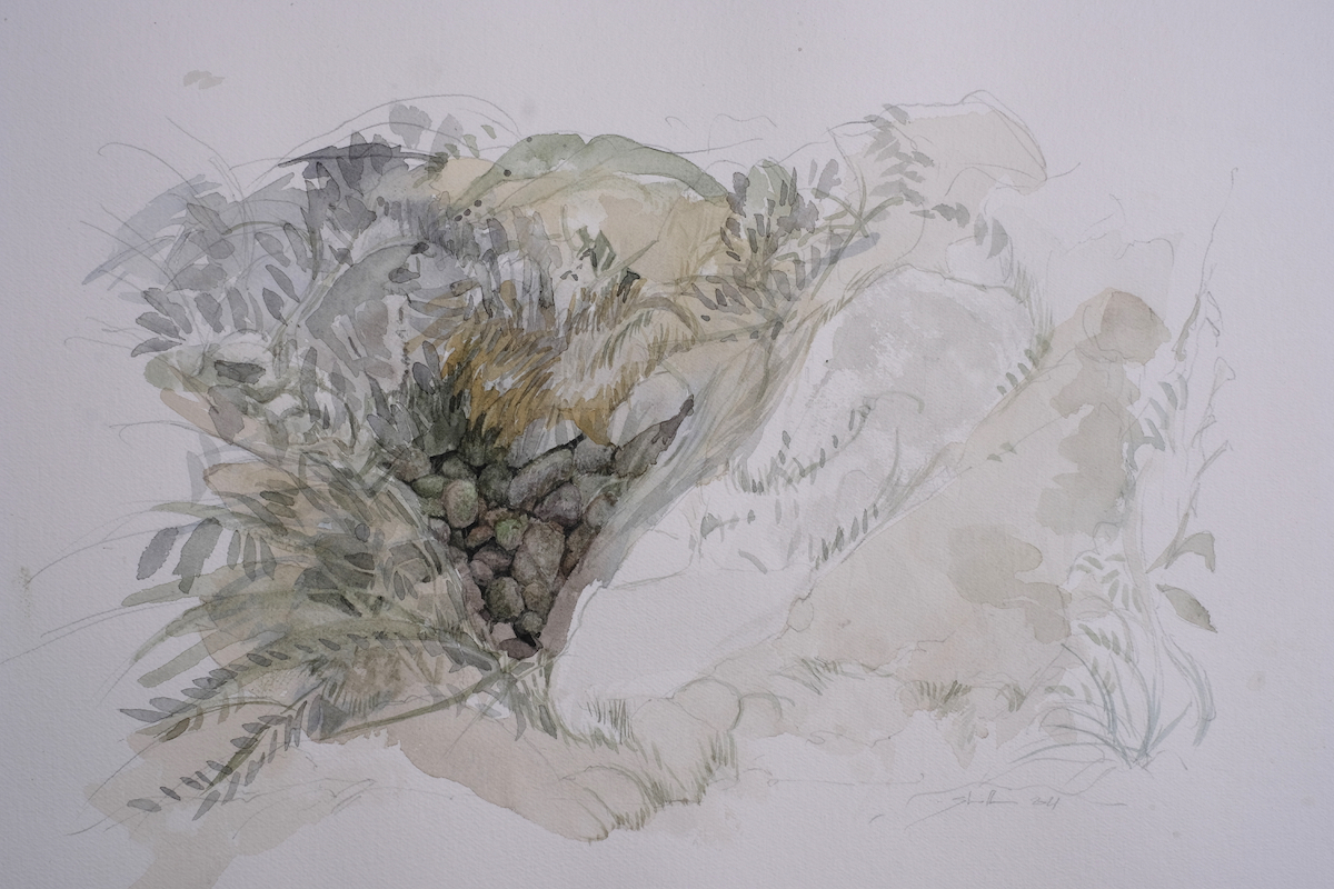 Herz aus Stein, 2021 - Aquarell, Bleistift